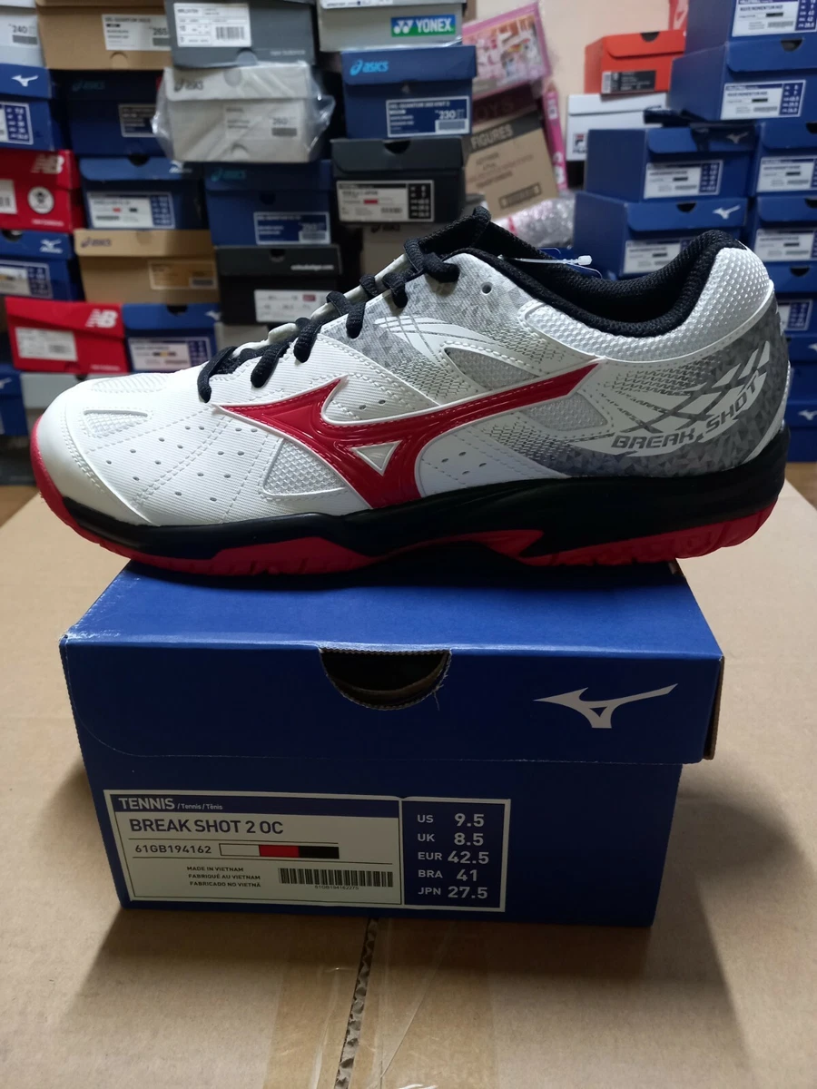 Mizuno Break Shot 2 OC Men s Tennis Shoes White Racquet NWT 61GB194162 US9.5