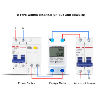 5-80A DDM15SC LCD Digital Single Phase Din Rail Electronic KWh Meter