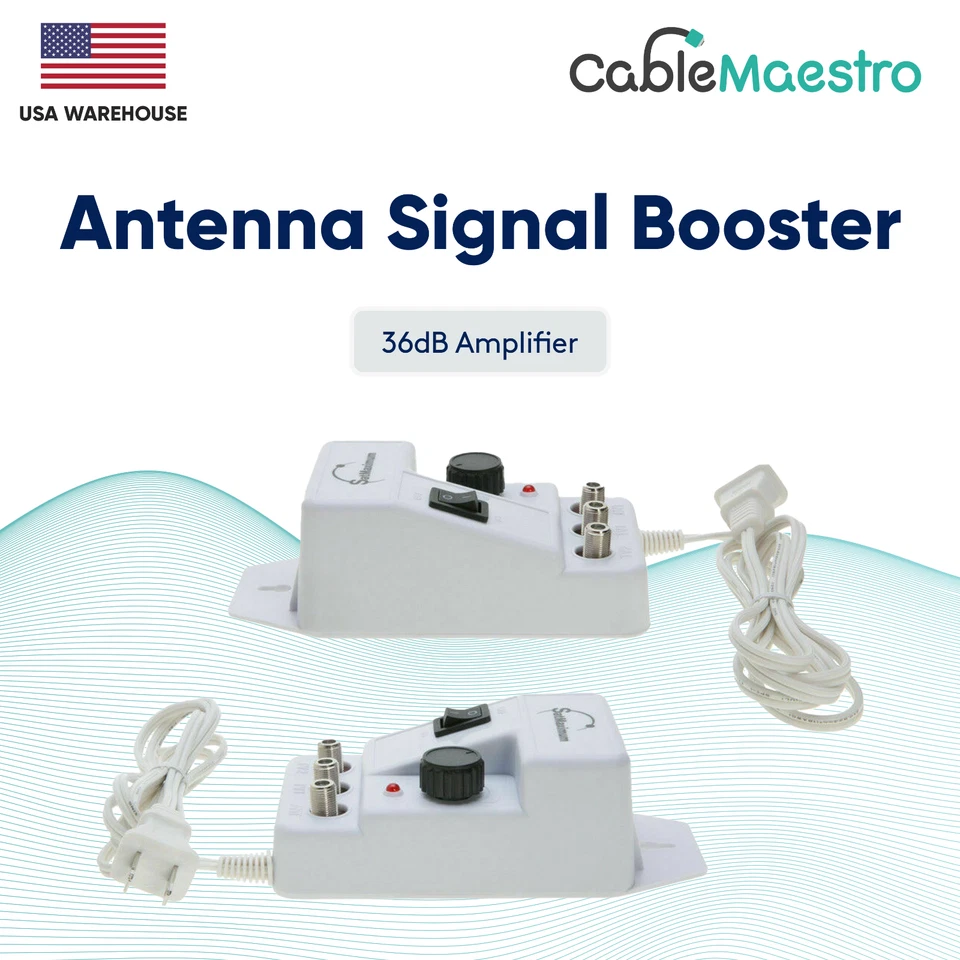 Antenna Signal Booster 36dB Cable TV Amplifier HDTV AMP Range Extender Channel - Image 2 of 4