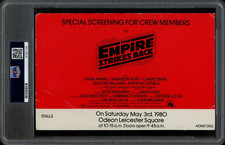 STAR WARS: EMPIRE STRIKES BACK / Screening Ticket, Mark Hamill AUTOGRAPH, PSA 2