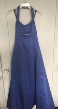Morgan & Co Periwinkle Halter Formal Long Dress Princess Gown Jr Sz 7/8 Prom