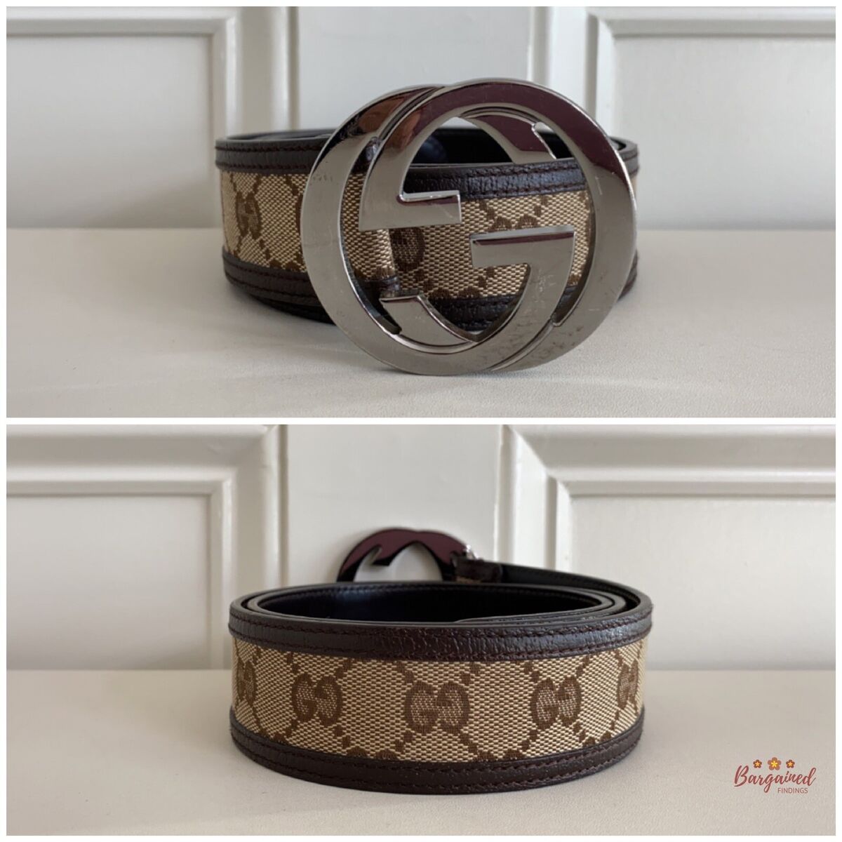 Auth GUCCI Brown Monogram Canvas Leather Silver Interlocking Auth GUCCI Brown Monogram Canvas Leather Silver Interlocking