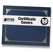 50 Pack Certificate Holders, Diploma Holders, Document Covers with Gold Foil