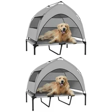 PawHut Elevated Dog Bed, Portable Raised Pet Bed with Canopy, Bag