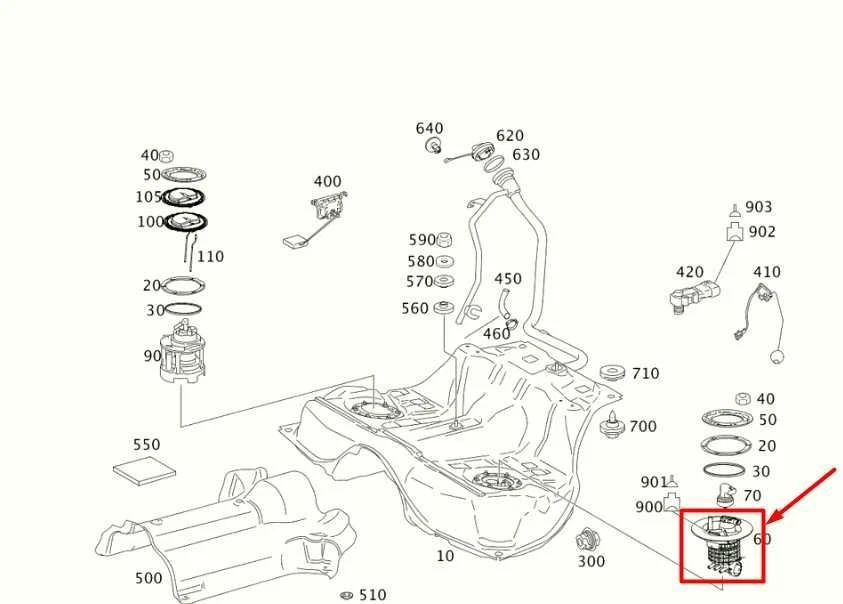 Filtro bomba combustible tanque gasolina izquierdo mercedes-benz s550 2009-2011 5,5 l 221-470-17-90 Foto 2 de 4