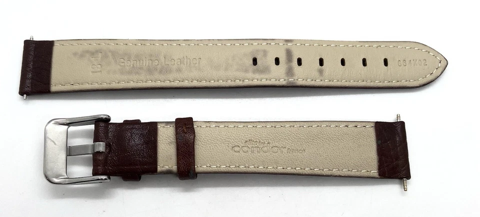 НОВЫЙ ремешок для часов Condor Elite Of France КОРИЧНЕВЫЙ кожаный 18 мм с длинными пружинными планками - Изображение 4 из 4