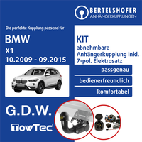 für BMW X1 Typ E84 10.2009-09.2015 AHK Abnehmbar +7Pol Spezifisch E-Satz EBA