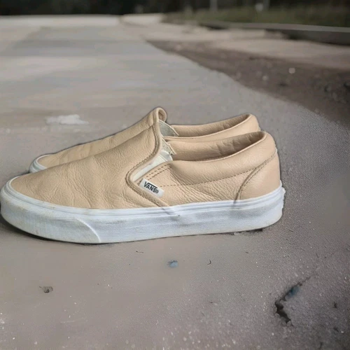 Vans scarpe nude basse comode slip on in pelle donna taglia 9 uomo 7 5