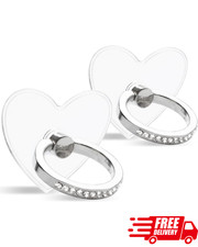 2 Pack Transparent Heart Phone Ring Holder Stand   360  Rotating Finger Grip