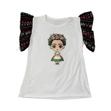 Blusa Top Mexicana Inspirada en Frida Kahlo Para Mujer Talla M Elastizada Manga Bordada