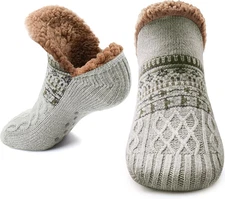 Stocking Stuffers for Adults Men Women: Fuzzy Slipper Socks with Grips Winter Th