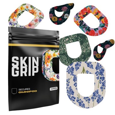 Skin Grip CGM Patches for Insulet Omnipod (10-Pack), Waterproof & Sweatproof for