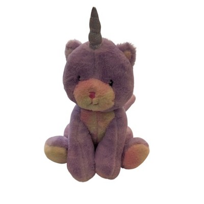 FAO Schwarz Kittycorn Plush Purple Rainbow Tie Dye Cat Unicorn Silver Horn 10''