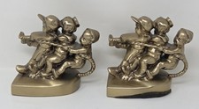 Vintage Pair of PM Craftsman Brass "Tug of War" Bookends - Made in USA