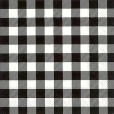 New Boston International 3-Ply Paper Lunch Napkins 20-Count, Buffalo Check Black