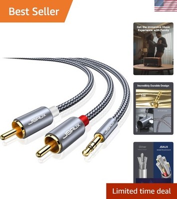 Versatile 6.6ft Aux to RCA Cable - Perfect for Tablets, TVs & Speakers
