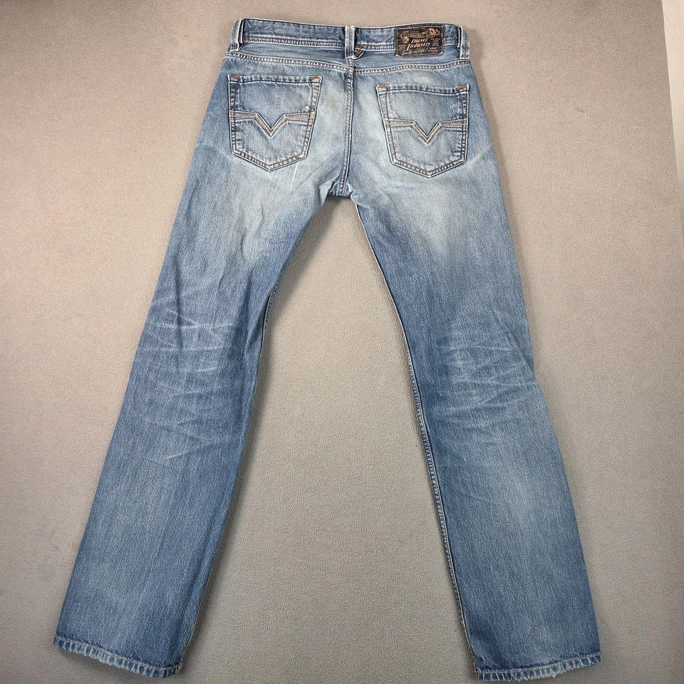 Diesel Larkee Jeans Mens 30x32 Blue Regular Straight Light Wash Faded 0810I - Image 2 of 4