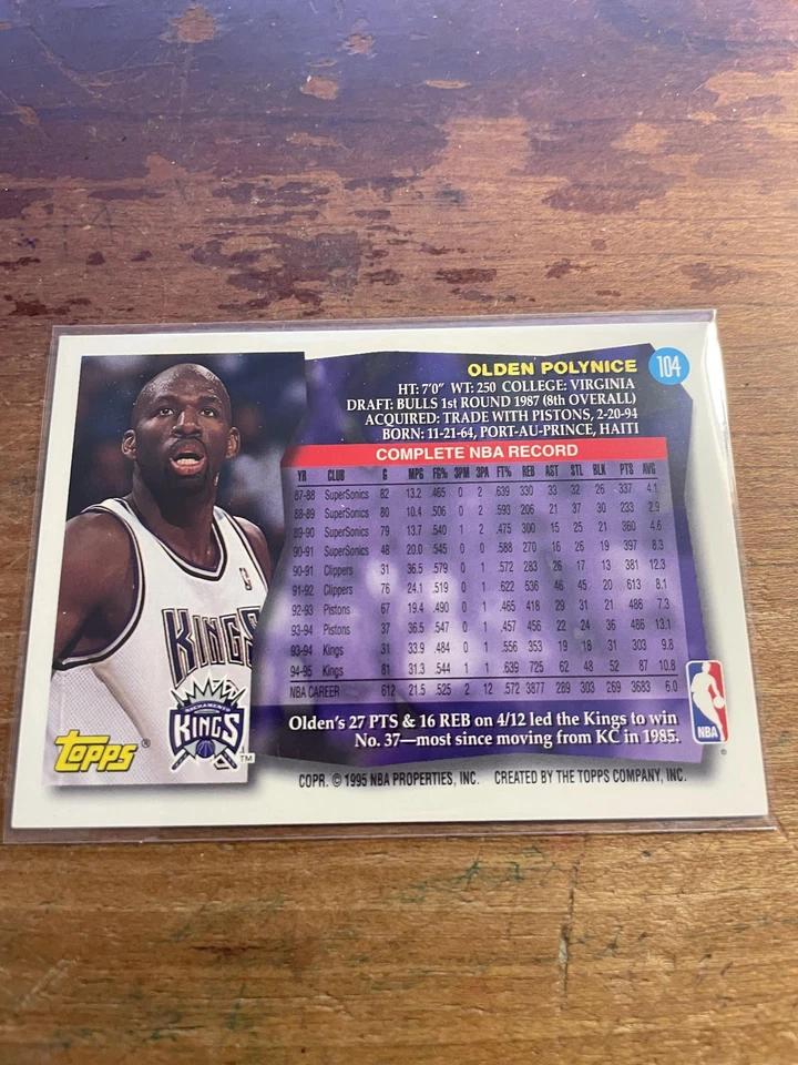 1995-96 Topps #104 Olden Polynice *1525 - Image 2 of 2
