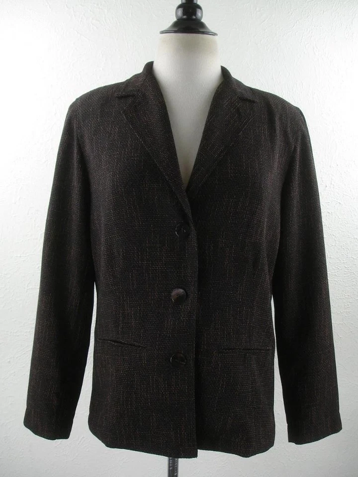Mujer M 8 Chico's Talla 1 2 Piezas Traje Pantalones 30 X 31 Negro Tweed Chaqueta Blazer Rayón Foto 2 de 4