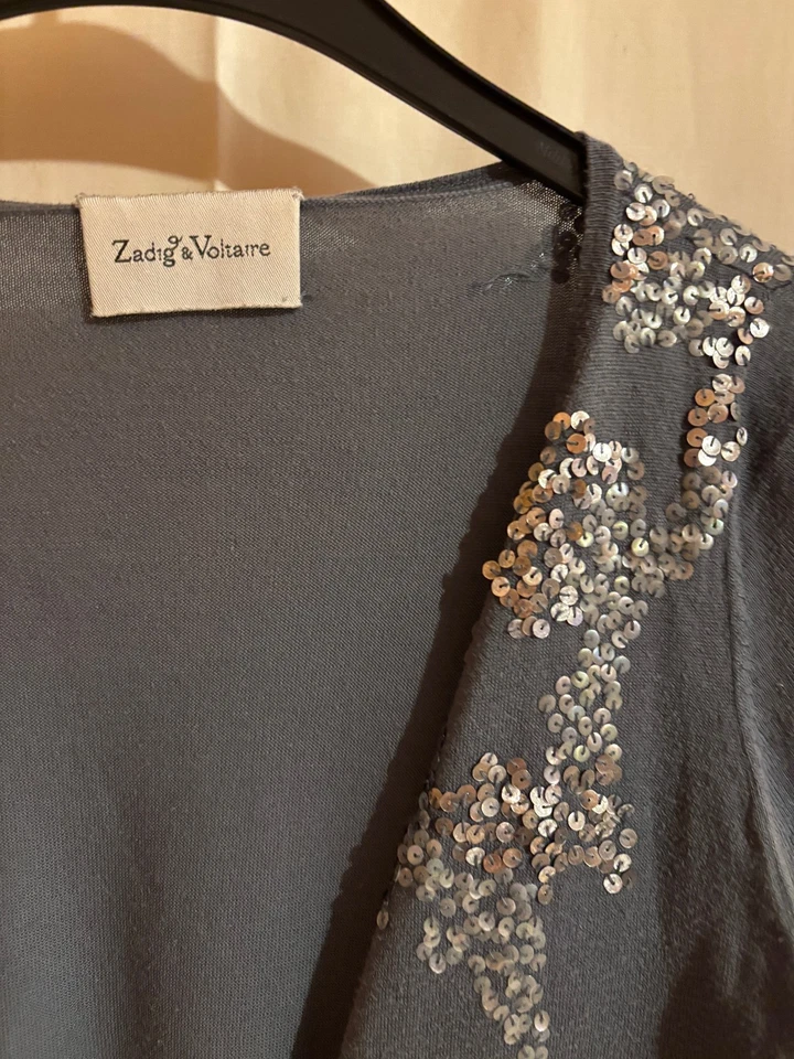 ZADIG & VOLTAIRE  cardigan gilet taille 1 ou 36 gris en coton - Photo 2/3