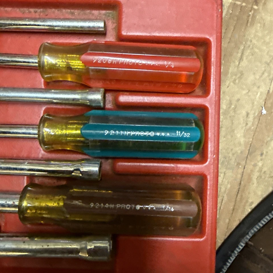 Proto Nut Driver Set 7 Pcs Solid Round Shank 3/16” 11/32 1/4” 5/16 3/8 7/16 1/2” - Image 4 of 4