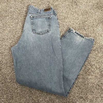 L.L. Bean Double L Jeans Mens 36x32 Light Wash Relaxed Fit Distressed Grunge 166