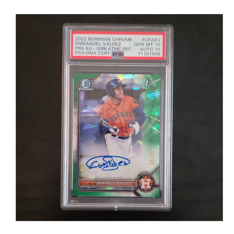 2022 Bowman Chrome Enmanuel Valdez Green Atomic /99 Auto PSA 10 Astros RC