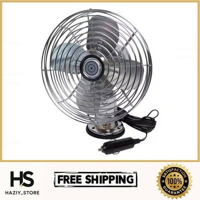 12-Volt Metal Fan Heavy-Duty Truck Car Camper Boat 2-Speed Mountable Chrome New