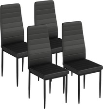 FDW Faux Leather Dining Chairs Black Set of 4