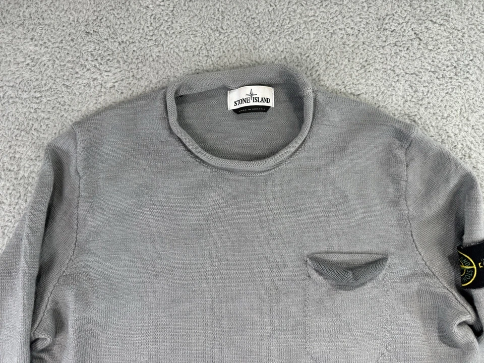 Stone Island Sudadera Adulto Cuello Redondo Manga Larga Logo Para Hombre Talla Pequeña Gris Foto 2 de 4