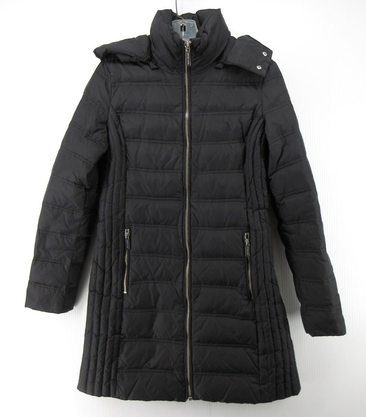 Michael Kors Jacket Women XS Black Down Puffer Coat Quilted Hoodie Insulated *