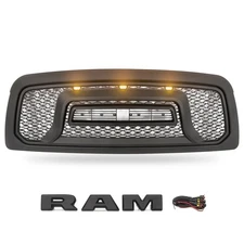 FITS FOR 2009-2012 DODGE RAM 1500 REBEL STYLE GRILLE WITH LED LIGHTS REPLACEMENT