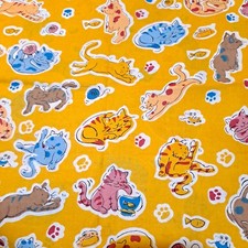 Playfull Kittens Cats Yellow Cotton Quilting Fabric 36" x 42" Crafts Quilting