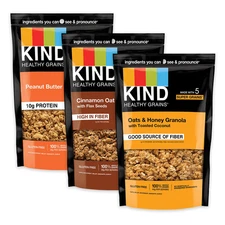 Healthy Grains Granola, Variety Pack, Peanut Butter, Cinnamon Oat, Oats & Honey,