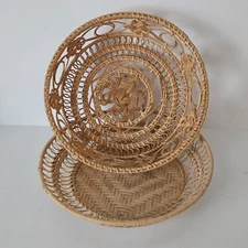 VTG Translvania Rustic Bread/Serving Baskets Hand Made Sustainable NaturalStraw