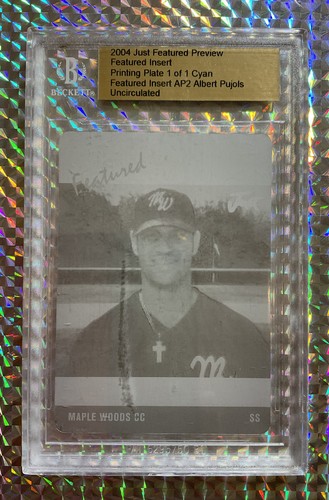BECKETT 1/1 2004 JUST FEATURED ALBERT PUJOLS ROOKIE PRINTING PRESS PLATE RARE - Picture 3 of 4