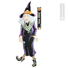 Vintage 1980 Beistle Halloween 55 Die Cut Jointed Purple Witch Decoration USA