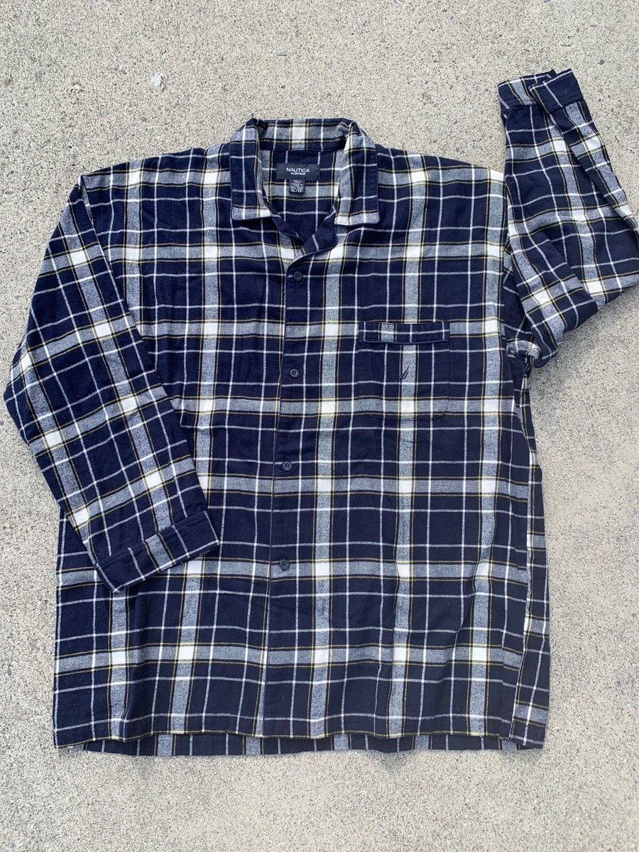 NAUTICA Michigan Wolverines Colors Sleep Casual Wear Flannel Shirt Sz XL  🐾m15b1