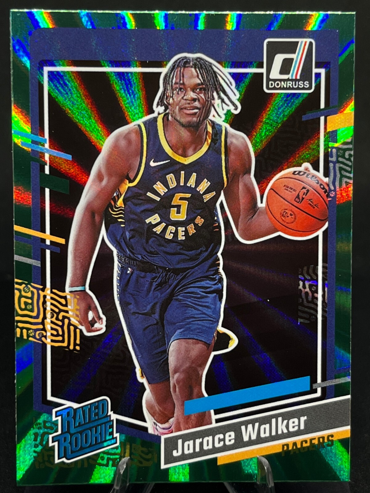 Jarace Walker 2023-24 Donruss Rated Rookie GREEN LASER HOLO #207 Pacers RC