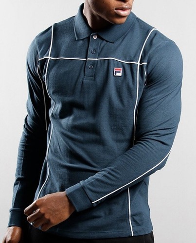 FILA Men's Talon Terrinda Long Sleeve Polo Shirt Collared Cotton Top New M - 4XL - Picture 4 of 6