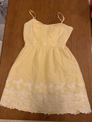 Maurices Spaghetti Dress Womens Medium Yellow Crochet Pattern At Bottom S993