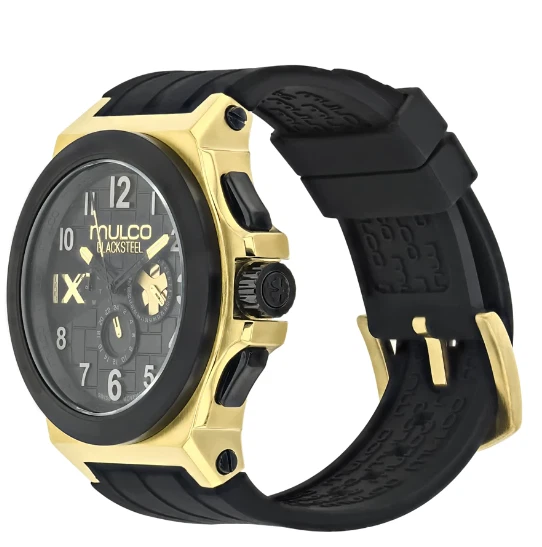 Reloj para hombre Mulco Swiss cuarzo cronógrafo correa de silicona negra MW5-4379-022 Foto 2 de 3