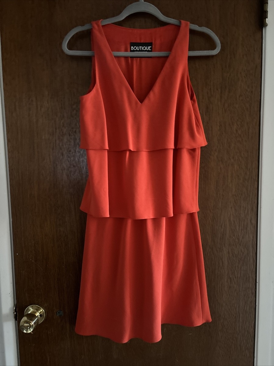moschino orange dress Moschino Couture Orange Moire Silk & Black Lace Trim Dress