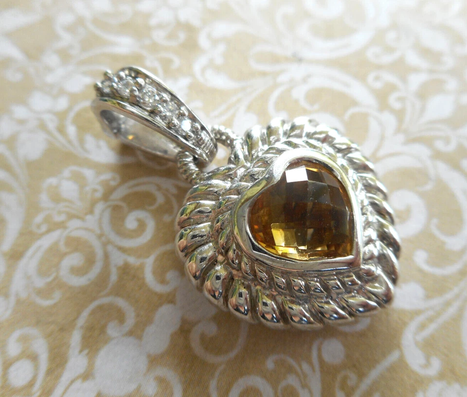 Pingente realçador de coração citrino Judith Ripka prata esterlina 39B12 - Imagem 2 de 4