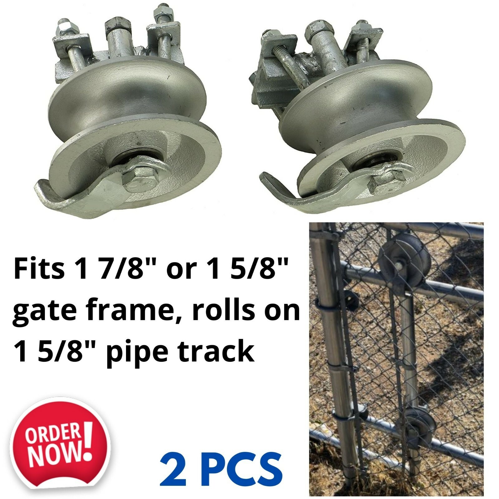 Heavy Duty Rear Pipe Bearing Track Wheel for Chain Link Roller Sliding Gates 2pc