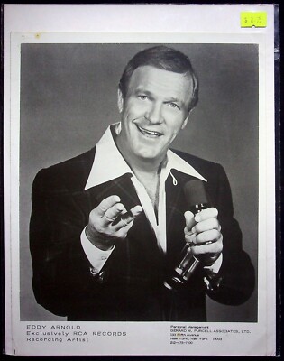 Vintage Eddy Arnold RCA Records Photo NY 1970s Autographed Promo Back board 8x11