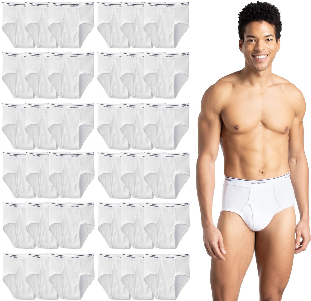 36 White Medium M 32-34 Inch Briefs Fruit Of The Loom Tagless M 81
