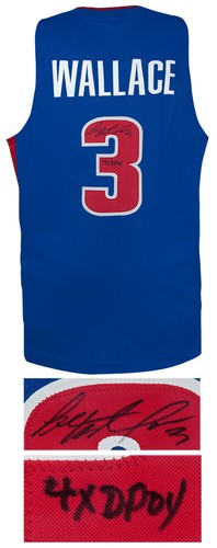 Ben Wallace (PISTONS) Signed Blue Custom Basketball Jersey w/4x DPOY - (SS COA) - Picture 2 of 3