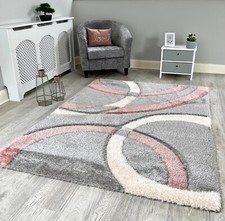 Thick Pile Shaggy Rugs Shiny Silky Super Soft Luxurious 3D Floor Carpets UK