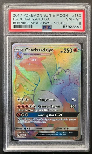 2017 Pokemon Sun & Moon Full Art Charizard GX PSA 8 Burning Shadows Secret 150